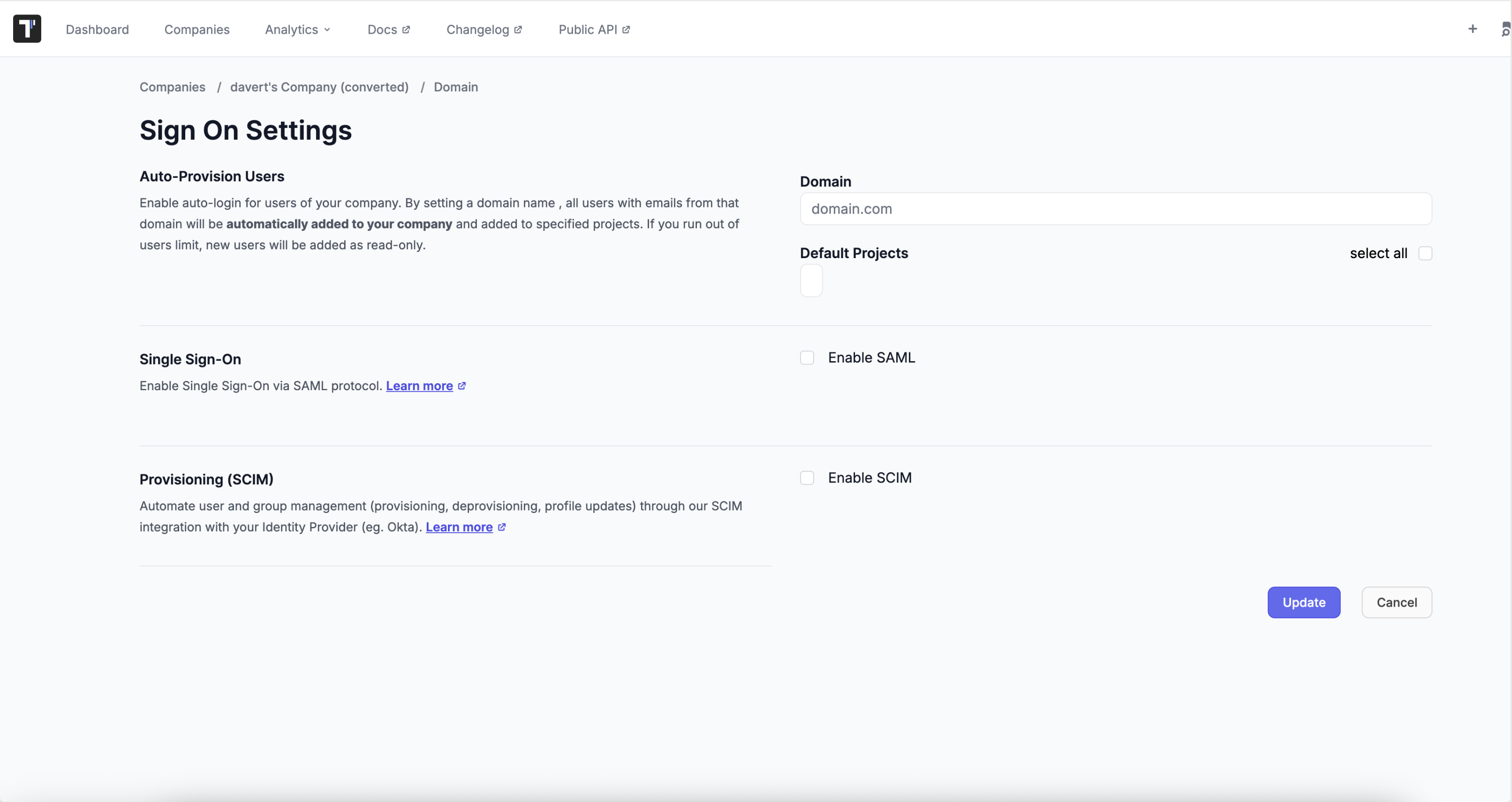 Testomatio - Enable SCIM
